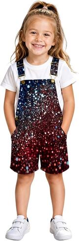 American Flag Overalls Kids Girls 4th of July Outfits Adjustable Straps Bibs Summer Jumpsuit Patriotic Casual Denim Romper in Kuwait