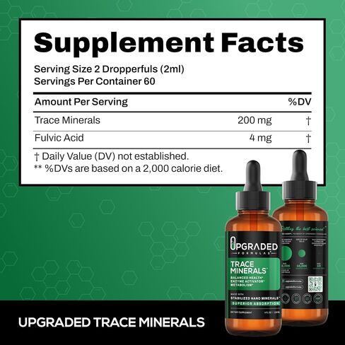 Upgraded Formulas Trace Minerals with Liquid Nano Minerals - Balanced Health, Enzyme Activator and Metabolism - Paleo, Vegan (4 Fluid Ounces) in Saudi Arabia