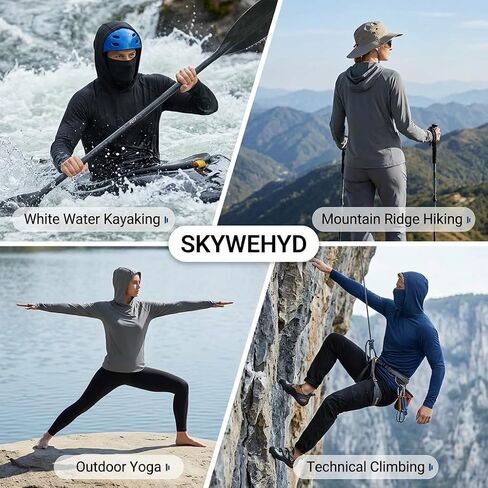 Men's 3 Pack UPF 50+ Sun Protection Hoodies, Long Sleeve UV Cooling Shirts with Face Cover in Saudi Arabia