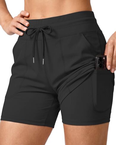 Women Swim Board Shorts 5 Inches High Waist Tummy Control Ultra Stretch Quick Dry for Pool Beach Summer Vacation in Saudi Arabia