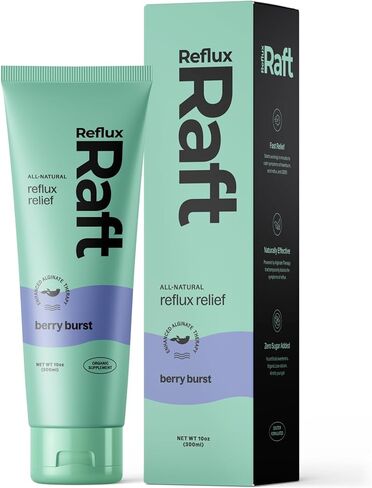 علاج ارتجاع حمض RefluxRaft مع الجينات العضوية، جيرد سريع وطويل الأمد، LPR ودعم أعراض الهضم، صفر سكر، خالي من الغلوتين، منخفض الصوديوم، زنجبيل الليمون، 60 حصة جل، زجاجة 10 أونصة in Kuwait