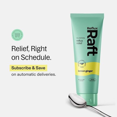 علاج ارتجاع حمض RefluxRaft مع الجينات العضوية، جيرد سريع وطويل الأمد، LPR ودعم أعراض الهضم، صفر سكر، خالي من الغلوتين، منخفض الصوديوم، زنجبيل الليمون، 60 حصة جل، زجاجة 10 أونصة in Kuwait