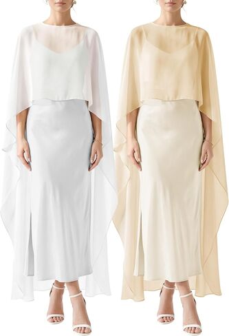 Womens Long Cape Shawls Lightweight Flowy Bridal Cover Up Sheer Poncho Tops for Evening Dresses Wedding Party in Kuwait