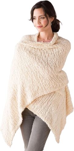 DEMDACO Giving Collection Giving Shawl with Pockets - Cozy Wrap for Women - Pockets - Soft Knit - Comfortable - Blanket-Style - Thoughtful Gift for Her - One Size - Cool Cream in Kuwait