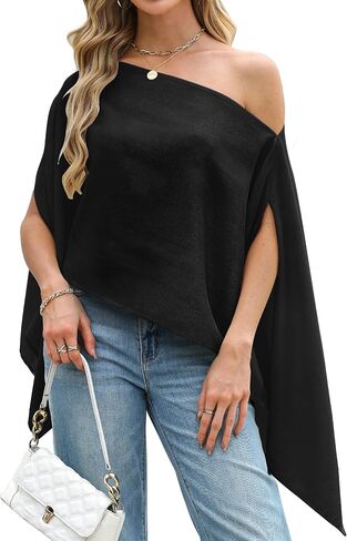 Poncho Tops for Women - Pullover Shawl Wraps for Evening Dresses Elegant Flowy Coverup Summer Going Out Topper in Saudi Arabia