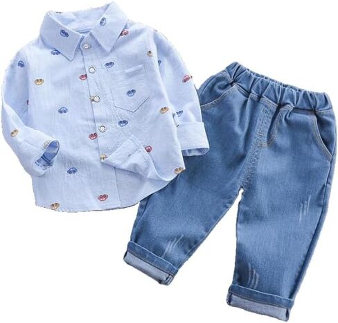 Spring autumn Toddler baby boys girls 2pcs clothing set children outershirt+jean pants Kids Fall outfits in Saudi Arabia