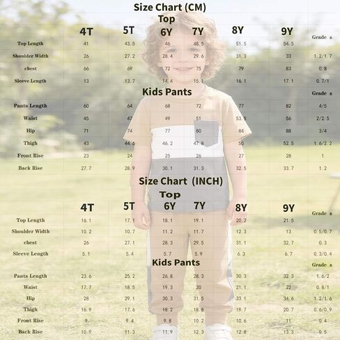 Boys Girls Summer Clothes 2 Piece Set Color Block T-Shirt Casual Elastic Waist Pants for Kids 4-9 Years in Kuwait