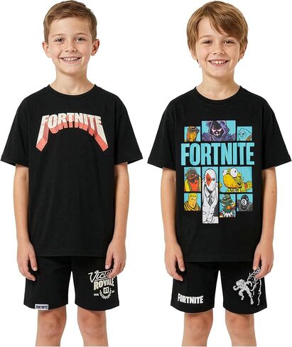Get Trend Fortnite Boys Pajamas Set, 2 or 4 Piece Short Sleeve Top & Shorts, Cotton Summer PJs, Kids Sleepwear, Gamer Gifts in Kuwait