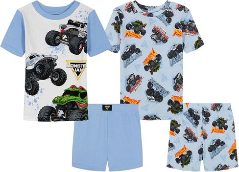 Monster Jam boys 4-piece Snug-fit Cotton Pajama Set, Soft & Cute for Kids in Kuwait