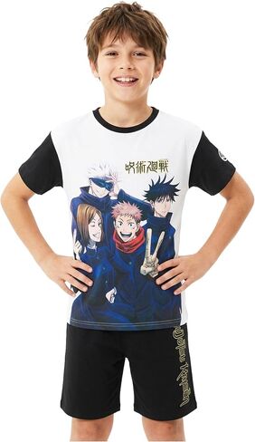 Get Trend Jujutsu Kaisen | Hunter x Hunter Boys Pajamas with Anime Top & Shorts, 2 Piece Short Sleeve PJ Set Cotton Sleepwear in Saudi Arabia