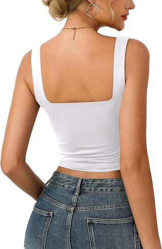 Avidlove Women's Square Neck Crop Top Double Lined Seamless Tank Fitted Basic Summer Cute Going Out Top in Kuwait