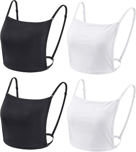 4-Pack Modesty Panel for Women, Adjustable Cleavage Cover Up for Low Necklines, Mock Camisole Bra Insert Overlay for V-Neck Dresses (Black and White) in Saudi Arabia