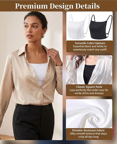 4-Pack Modesty Panel for Women, Adjustable Cleavage Cover Up for Low Necklines, Mock Camisole Bra Insert Overlay for V-Neck Dresses (Black and White) in Saudi Arabia