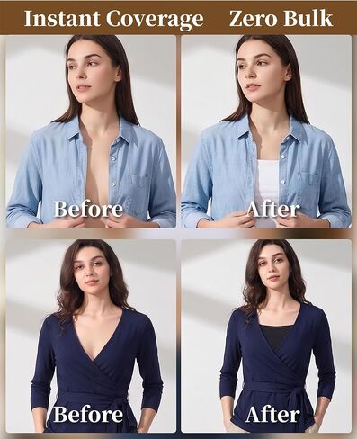 4-Pack Modesty Panel for Women, Adjustable Cleavage Cover Up for Low Necklines, Mock Camisole Bra Insert Overlay for V-Neck Dresses (Black and White) in Saudi Arabia