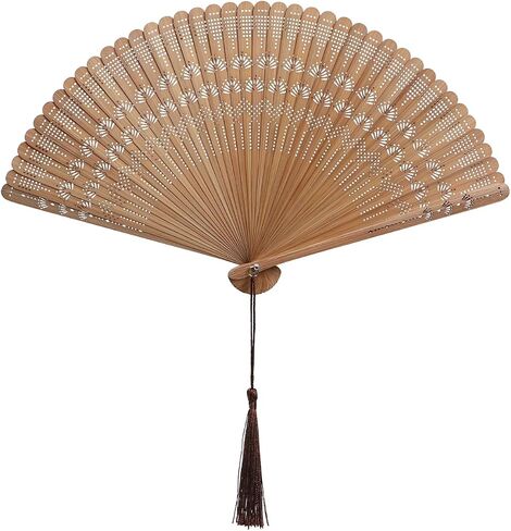 SEWACC Bamboo Folding Hand Fan, Vintage Chinese Silk Handheld Fan for Dancing And Party Decoration in Kuwait