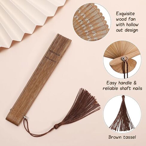 SEWACC Bamboo Folding Hand Fan, Vintage Chinese Silk Handheld Fan for Dancing And Party Decoration in Kuwait
