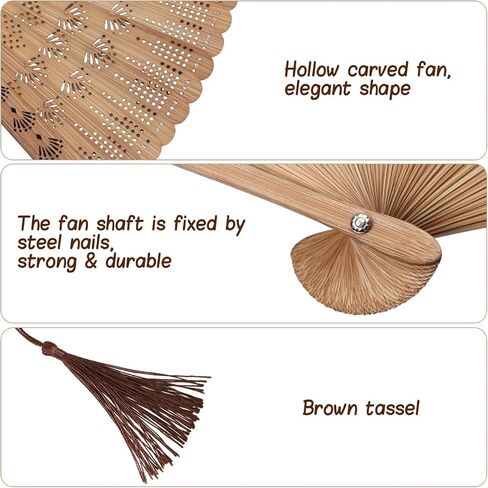 SEWACC Bamboo Folding Hand Fan, Vintage Chinese Silk Handheld Fan for Dancing And Party Decoration in Kuwait