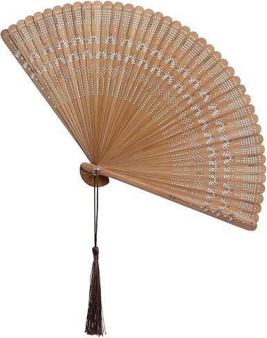 SEWACC Bamboo Folding Hand Fan, Vintage Chinese Silk Handheld Fan for Dancing And Party Decoration in Kuwait