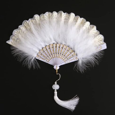 Vintage Lace Folding Hand Fan with Tassel, Elegant Hollow Carved Decorative Fan for Wedding Party Prom Costume Accessory (Purple) in Kuwait