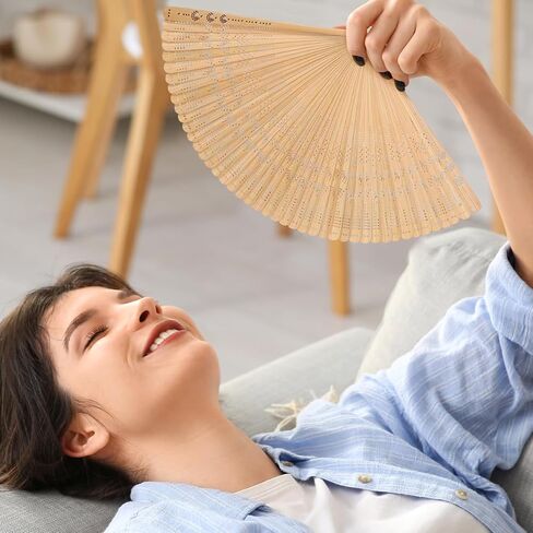Ipetboom Bamboo Folding Fan - Vintage Handheld Portable Fan for Women, Lightweight Summer Accessory for Weddings, Dance, Festivals and Home Decor - 12.52x7.09in in Kuwait