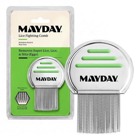 MAYDAY Lice Fighting Comb – Stainless Steel Nit & Lice Removal Comb for Kids & Adults – Microgroove Teeth Remove Super Lice, Lice Eggs and Lice – Gentle on Scalp, Durable & Reusable in Kuwait