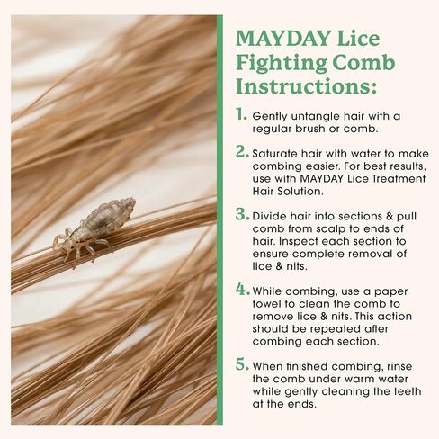 MAYDAY Lice Fighting Comb – Stainless Steel Nit & Lice Removal Comb for Kids & Adults – Microgroove Teeth Remove Super Lice, Lice Eggs and Lice – Gentle on Scalp, Durable & Reusable in Kuwait