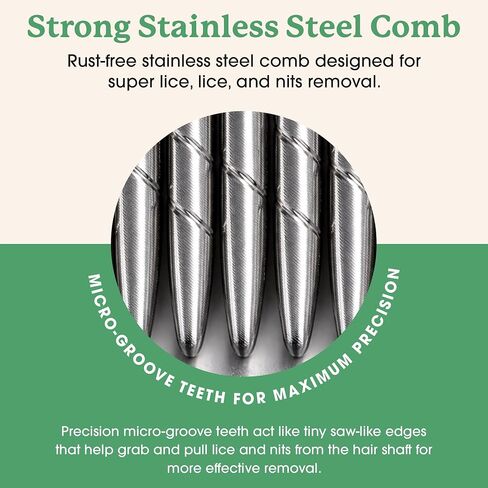 MAYDAY Lice Fighting Comb – Stainless Steel Nit & Lice Removal Comb for Kids & Adults – Microgroove Teeth Remove Super Lice, Lice Eggs and Lice – Gentle on Scalp, Durable & Reusable in Kuwait