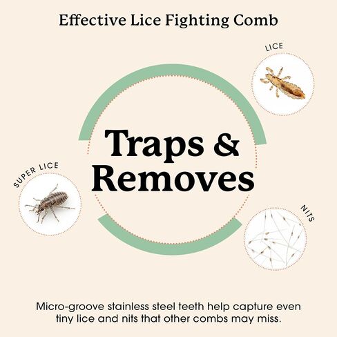 MAYDAY Lice Fighting Comb – Stainless Steel Nit & Lice Removal Comb for Kids & Adults – Microgroove Teeth Remove Super Lice, Lice Eggs and Lice – Gentle on Scalp, Durable & Reusable in Kuwait