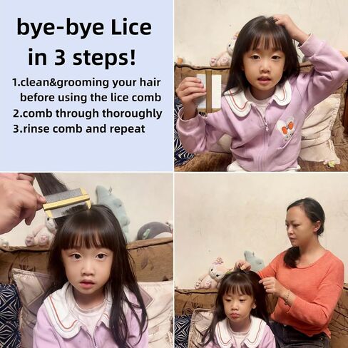 Vivifivenca Durable Lice Comb Stainless Steel Asian Large size 4inch Double - Sided Ultra Fine Tooth (Nits/Eggs), Dense Tooth (Flea/Ticks/Dandruff), Safe for Humans & Pets Scalp (Gold） in Saudi Arabia