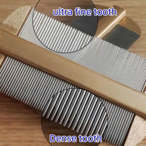 Vivifivenca Durable Lice Comb Stainless Steel Asian Large size 4inch Double - Sided Ultra Fine Tooth (Nits/Eggs), Dense Tooth (Flea/Ticks/Dandruff), Safe for Humans & Pets Scalp (Gold） in Saudi Arabia