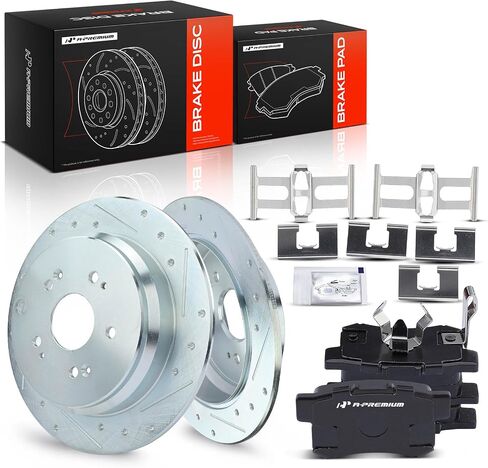 A-Premium 11.99 inch (304.5mm) Rear Solid Disc Brake Rotors + Ceramic Pads Kit Compatible with Select Acura and Honda Models - RDX 2010-2018, CR-V 2005-2016, 6-PC Set in Saudi Arabia