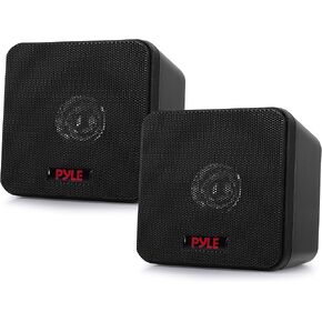 Pyle Home 4" Mini Cube Bookshelf Speakers-Paper Cone Driver, 200 Watt Power, 8 Ohm Impedance, Video Shielding, Home Theater Application and Audio Stereo Surround Sound System - 1 Pair -PCB4BK (Black) in Saudi Arabia