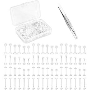Clear Earrings Plastic Earrings for Sports Work School Surgery MRI Mix Set Plastic Clear Piercing Retainer Piercing Jewelry Clear Cartilage Helix Tragus Conch Daith Ear Lobe Eyebrow Septum Nose Lip Labret Monroe Medusa Piercing Retainer 16G 6mm 8mm 10mm B in Saudi Arabia