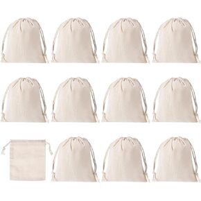 5"x4" Coin Sacks Bag, 12 Pack Bank Coin Deposit Change Transit Bags Canvas Money Bag with Drawstring Gift Bag Style 2, Beige in Kuwait