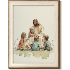 InSimSea 12x16 Framed Christian Wall Art, Jesus with Children Canvas Painting Prints, Jesus Teaching Kids Wall decor for Kid’s Room, Prayer Room, Church, Nursery, Living Room in Saudi Arabia