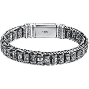 S925 Sterling Silver Six Characters of Truth Turnable Bracelet, Bullying Men's Six Characters of Truth Bracelet in Saudi Arabia