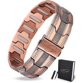 Ultra Strength Magnetic Bracelets for Men, 99.99% Pure Copper Bracelet with 5000 Gauss Magnets, Adjustable Size with Sizing Tool & Gift Box in Saudi Arabia