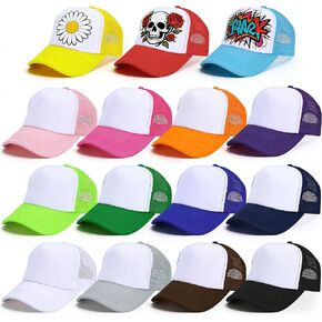 Joyclub 15 Pack Colorful Trucker Hats Bulk Adjustable Sublimation Hats Blank Snapback Mesh Baseball Cap for Man Women in Saudi Arabia