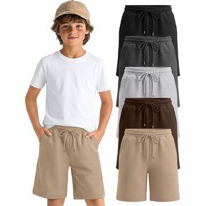5 Pack Boys Shorts Kids Athletic Shorts Teen Casual Summer Bermuda Shorts Drawstring Joggers with Pockets for 5-14Y in Kuwait