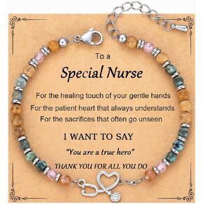 Nurse Gifts for Women, Natural Stone Stethoscope Bracelet, Christmas Graduation Appreciation Nurse Week 2026 Thank You Jewelry with Card in Saudi Arabia