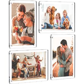 4 Pack 4x6 Magnetic Picture Frame for Refrigerator, Clear Acrylic Magnetic Photo Frame for Fridge, Locker & Whiteboard, Vertical or Horizontal Standard Size Frame for Home & Office Decor in Saudi Arabia