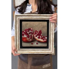Framed Stone Wall Decor 30x30 cm Pomegranate Drawing Stone Art for Walls - Multicolor, 12x12 inch in Saudi Arabia