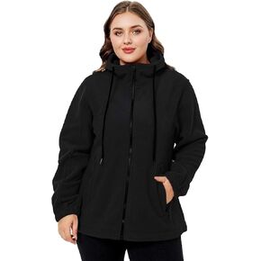 Plus Size Fleece Jacket Women 1X-5X Zip Up Hoodie Fleece Coat with Pockets, Warm Lightweight Jacket for Spring/Fall in Saudi Arabia