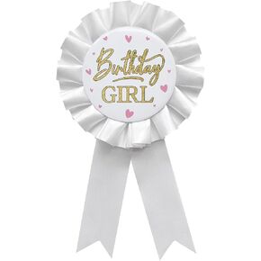 Birthday Girl Tinplate Badge Pin White Satin Fabric Happy Birthday Themed Button Pin Party Decorations Award Ribbon Badge in Kuwait