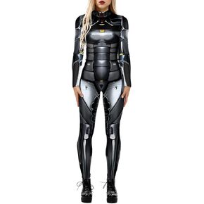Womens Hi-neck Skeleton Print Bodycon Jumpsuits Fullbody Unitard in Saudi Arabia