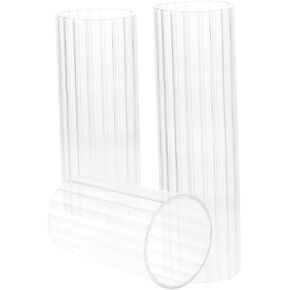 Glass Candle Shades 3pcs Set (6×10cm, 6×15cm, 6×20cm) Striped Open Ended Candle Holder Covers for Desktop and Wedding Home Décor in Saudi Arabia