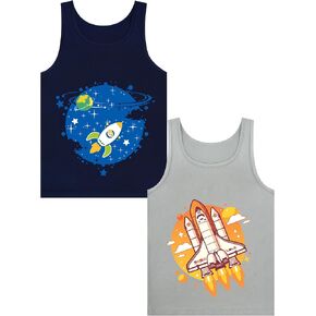 Boys’ Tank Tops Undershirts Soft Cotton Tagless 2 Packs Cute Design for Kids 2T-3T 4T-5T 6-7 8-11 12-14 16 in Saudi Arabia