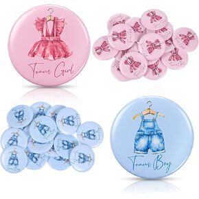 30 Pcs Gender Reveal Button Pins Blue Pink Baby Clothes Team Boy or Girl Badges for Birthday Baby Shower Party Supplies in Saudi Arabia
