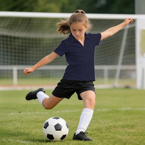 Girls Short Sleeve Golf Polo Shirts V Neck Quick Dry Collared Shirts Athletic Tennis Tops for Kids 3-14 Years in Saudi Arabia