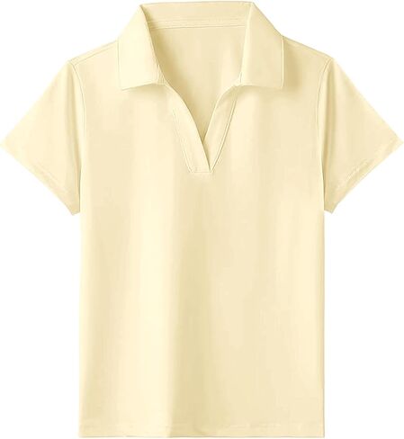 Girls Polo Shirts Short Sleeve V-Neck Collared Quick Dry T Shirts Golf Tennis School Uniform Tops for Boys 3-14 Years in Saudi Arabia
